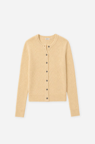 Boucle Long Sleeve Crew Neck Cropped Cardigan
