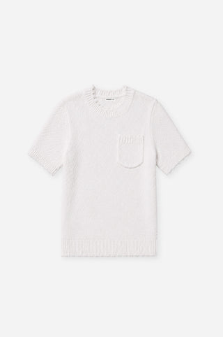 Frayed Crew Neck Tee with Pocket