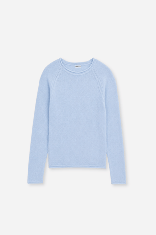 Cashmere Raglan Crew With Rolled Trims