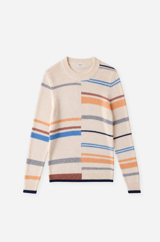 Textured Mixed Stripe Long Sleeve Crew