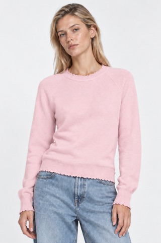 Cotton Cashmere Frayed Edge Crew