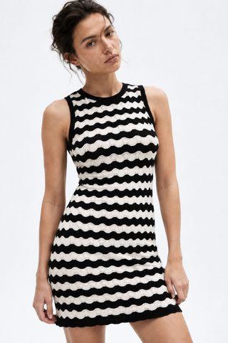 Scallop Stripe Tank Dress