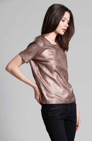 Viscose Metallic Print Short Sleeve Crew Tee