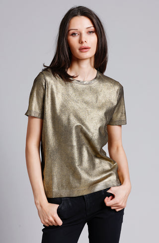 Viscose Metallic Print Short Sleeve Crew Tee