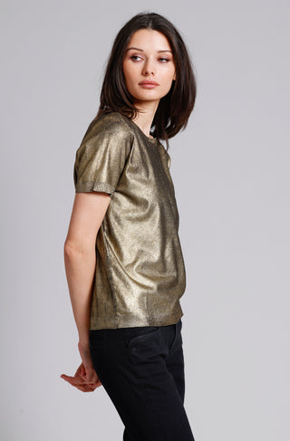 Viscose Metallic Print Short Sleeve Crew Tee