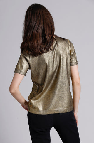 Viscose Metallic Print Short Sleeve Crew Tee