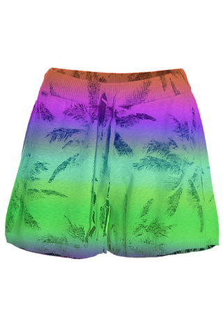 Cotton Cashmere Palm Reverse Printed Shorts