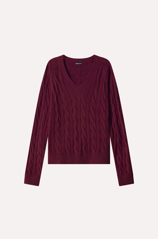 Cotton Classic Cable V Neck