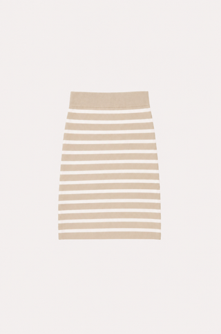 Cotton Cashmere Full Needle Striped Mini Skirt