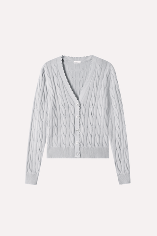 Cotton Frayed Cable Cardigan