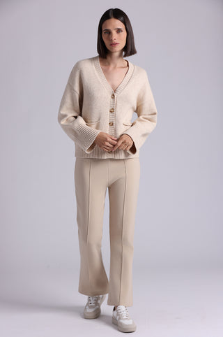 Luxe Cotton Blend V Neck Cardigan