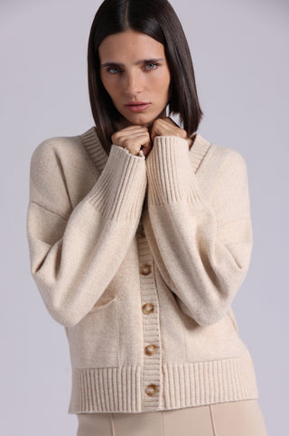 Luxe Cotton Blend V Neck Cardigan