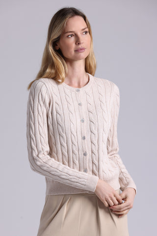 Sparkle Cotton Blend Cable Long Sleeve Cardigan