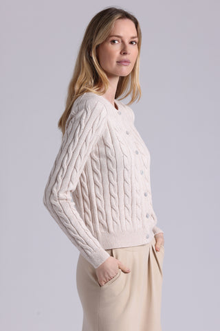 Sparkle Cotton Blend Cable Long Sleeve Cardigan