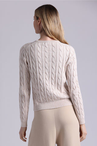 Sparkle Cotton Blend Cable Long Sleeve Cardigan