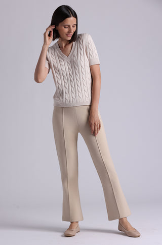 Sparkle Cotton Blend Cable Short Sleeve V