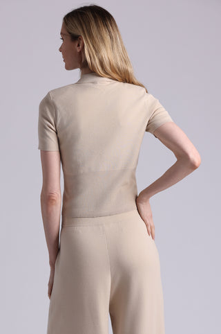 Viscose Short Sleeve Collard Shirt With Shoulder Pads