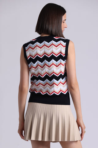 Cotton Cashmere Chevron Sleeveless Shell