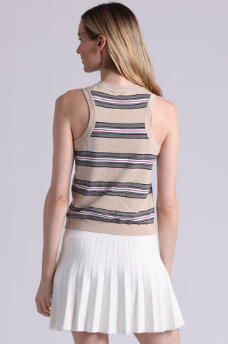 Cotton Cashmere Striped Crew Neck Tank