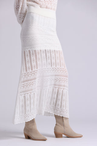 Cotton Blend Maxi Lace Skirt