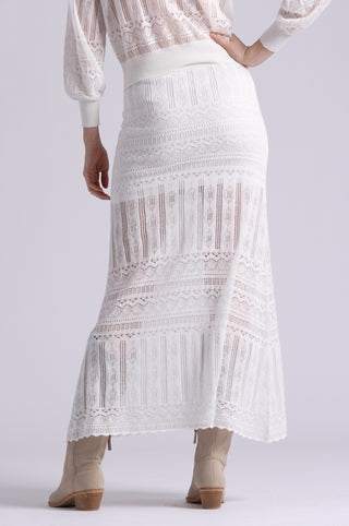 Cotton Blend Maxi Lace Skirt