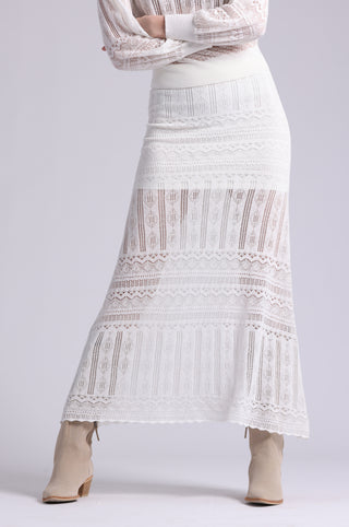 Cotton Blend Maxi Lace Skirt