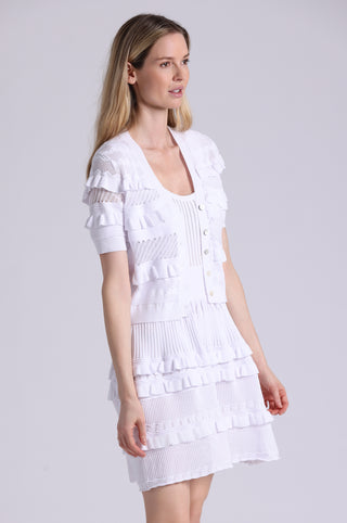 Viscose Pointelle Ruffle Cardigan