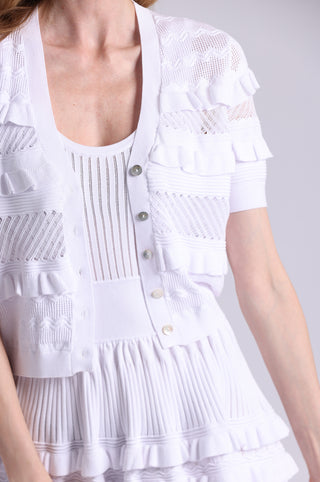 Viscose Pointelle Ruffle Cardigan