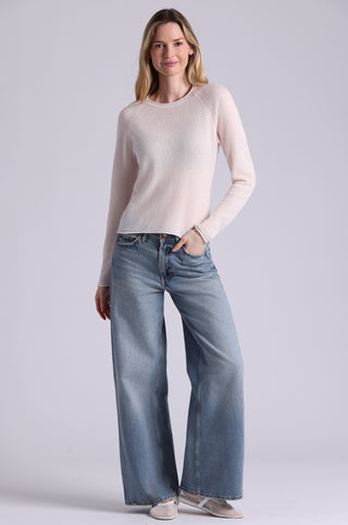 Southern Cashmere Raglan Crew With Rolled Trims