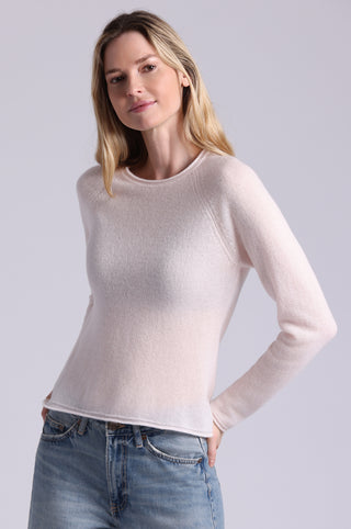 Southern Cashmere Raglan Crew With Rolled Trims