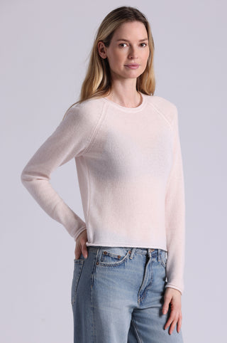 Southern Cashmere Raglan Crew With Rolled Trims