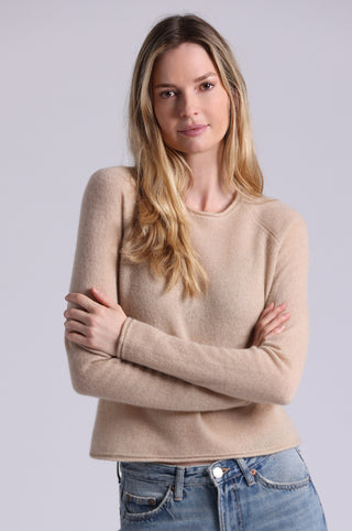 Southern Cashmere Raglan Crew With Rolled Trims
