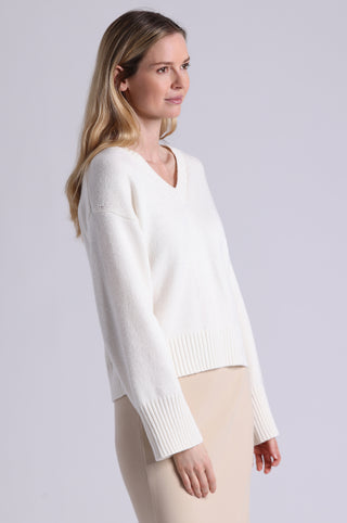 Luxe Cotton Blend Boxy V Neck