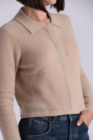Southern Cashmere Collared Cropped Cardigan