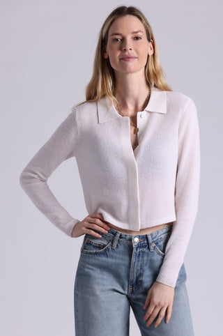 Southern Cashmere Collared Cropped Cardigan