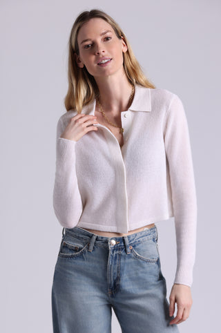 Southern Cashmere Collared Cropped Cardigan