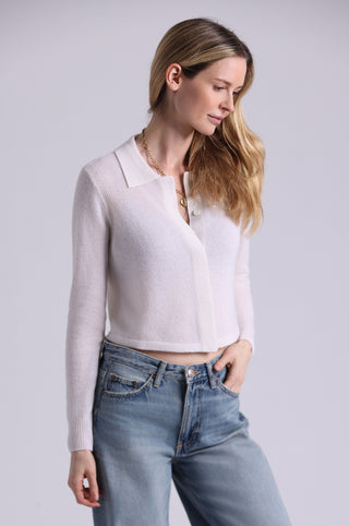 Southern Cashmere Collared Cropped Cardigan