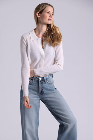 Southern Cashmere Collared Cropped Cardigan