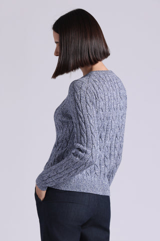 Sparkle Cotton Blend Cable Long Sleeve Cardigan