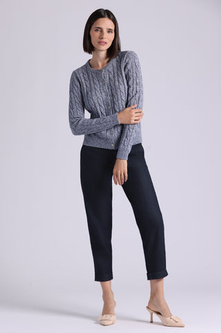 Sparkle Cotton Blend Cable Long Sleeve Cardigan