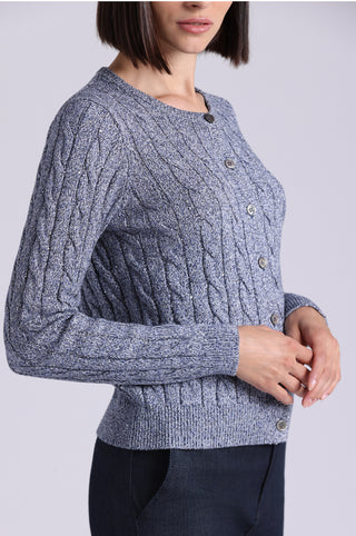 Sparkle Cotton Blend Cable Long Sleeve Cardigan
