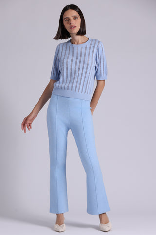 Sparkle Cotton Cashmere Short Sleeve Crew With Pointelle