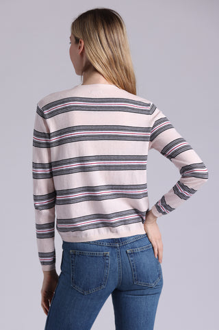Cotton Cashmere Striped V Neck Cardigan