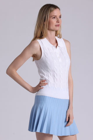Cotton Sleeveless Cable Polo