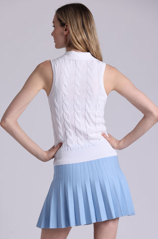 Cotton Sleeveless Cable Polo