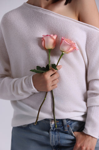 Oversized Sheer Luxury Cashmere Off The Shoulder