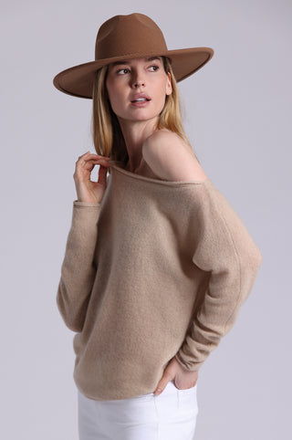 Oversized Sheer Luxury Cashmere Off The Shoulder