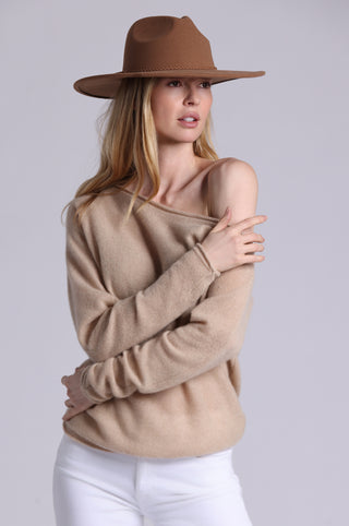 Oversized Sheer Luxury Cashmere Off The Shoulder