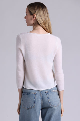 Sheer Luxury Cashmere 3/4 Sleeve V Neck