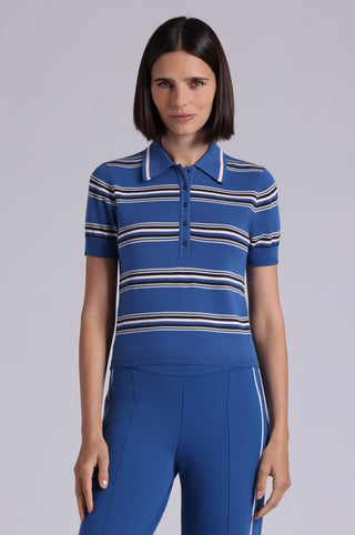 Viscose Short Sleeve Striped Polo With Tipping